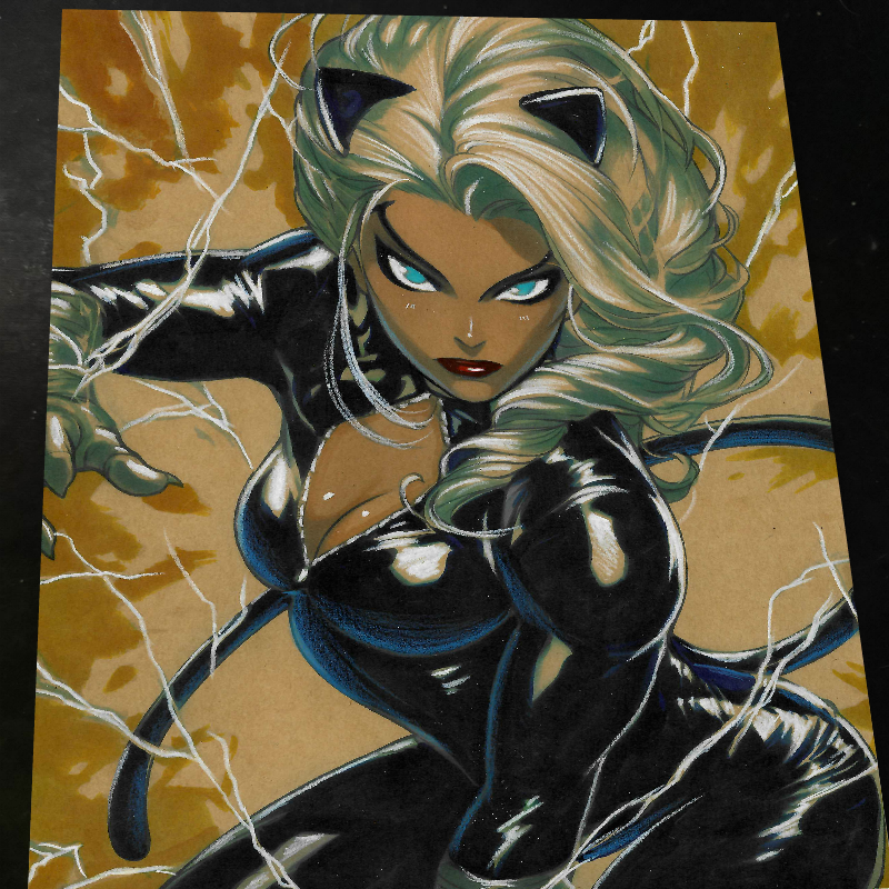 Black Cat Art Print Signed 8.5x11 | Art by Keyeske