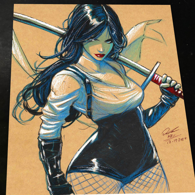 Psylocke Art Print Signed 8.5x11 | Art by Keyeske