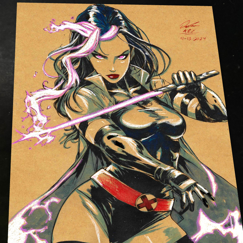 Psylocke Art Print Signed 8.5x11 | Art by Keyeske