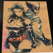 Psylocke & Wolverine - Marvel art print by Keyeske
