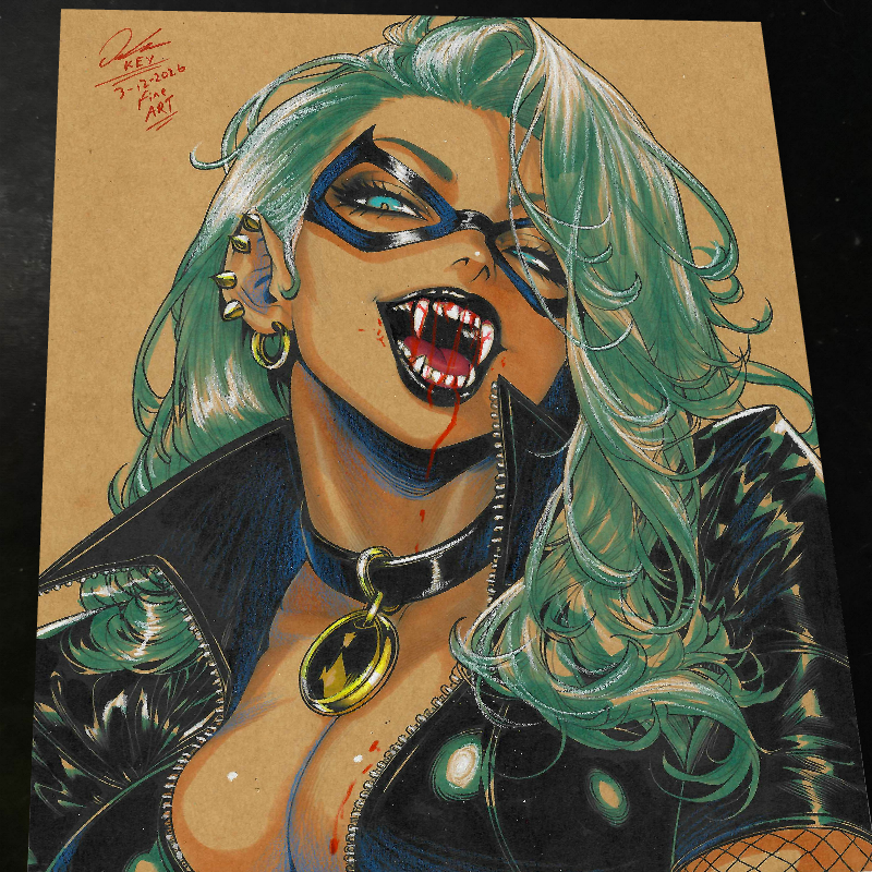 Black Cat Art Print Signed 8.5x11 | Art by Keyeske