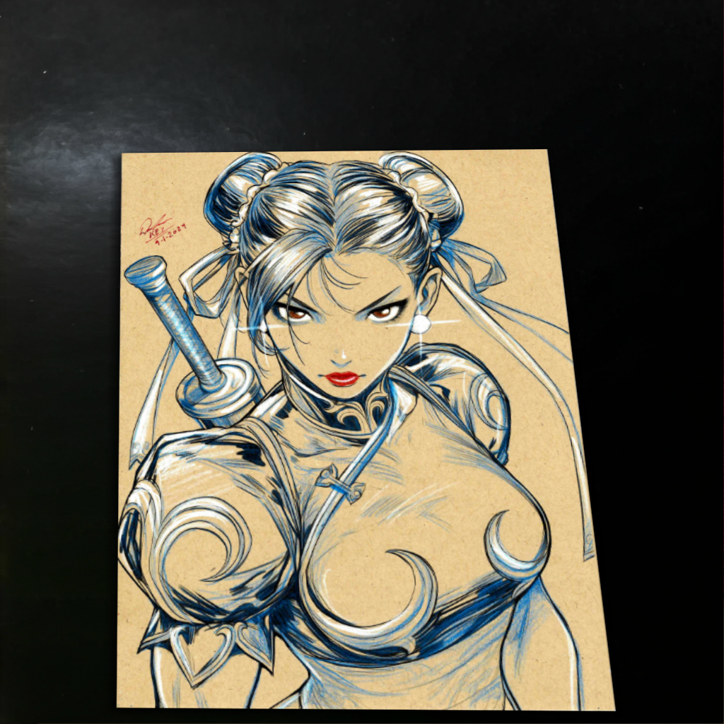 Chun Li Street Fighter Art Print Signed 8.5x11 | Art by Keyeske