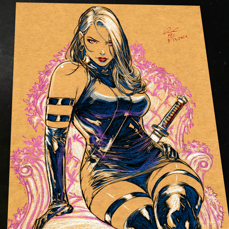 Psylocke Art Print Signed 8.5x11 | Art by Keyeske