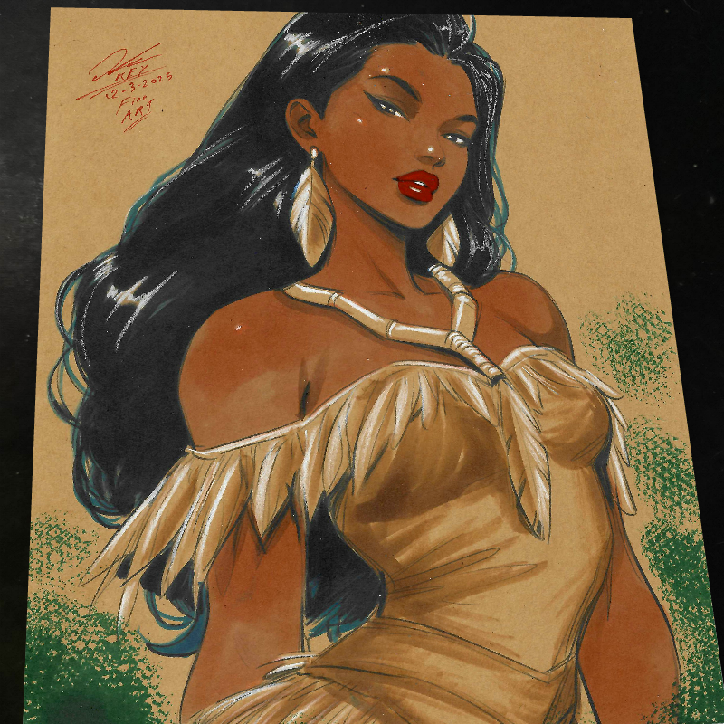 Pocahontas Art Print Signed 8.5x11 | Art by Keyeske
