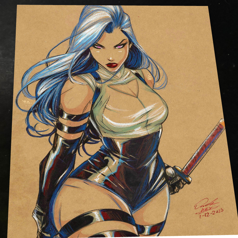Psylocke Art Print Signed 8.5x11 | Art by Keyeske