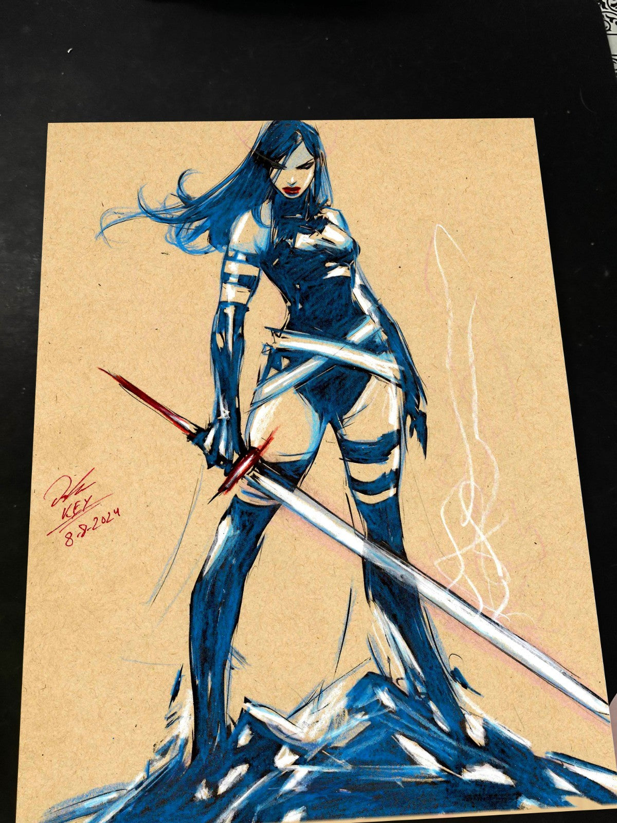 Psylocke Art Print Signed 8.5x11 | Art by Keyeske