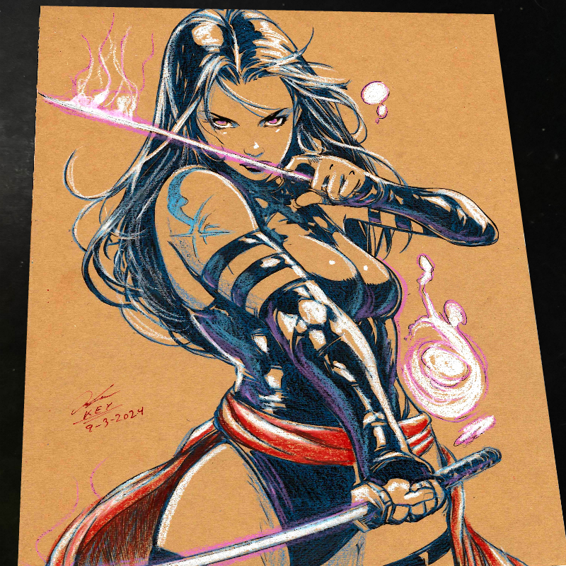 Psylocke Art Print Signed 8.5x11 | Art by Keyeske