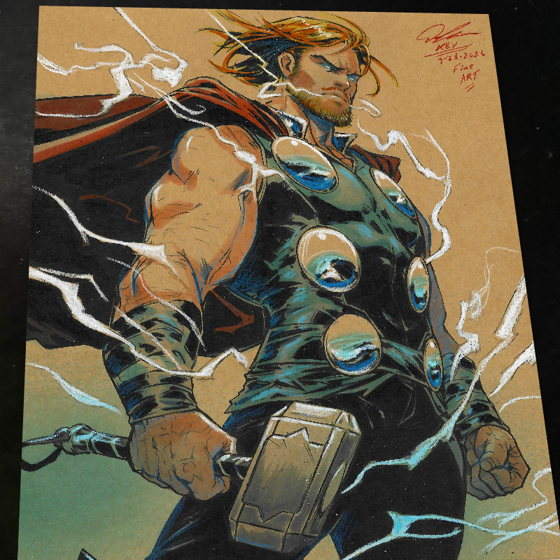 Thor Art Print Signed 8.5x11 | Art by Keyeske