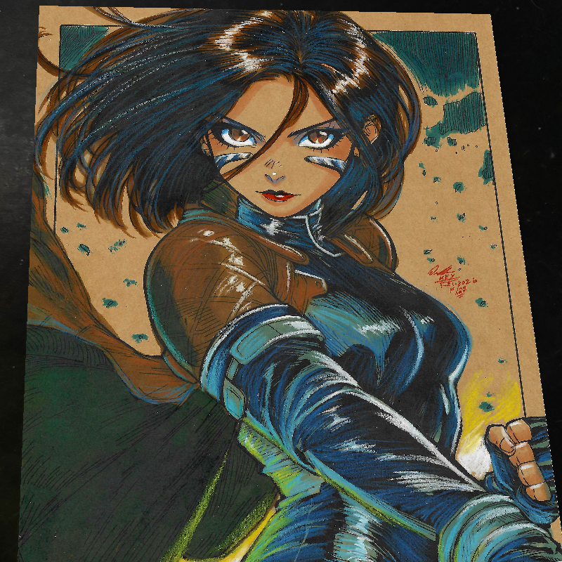 Battle Angel Alita Manga Art Print Signed 8.5x11 | Art by Keyeske