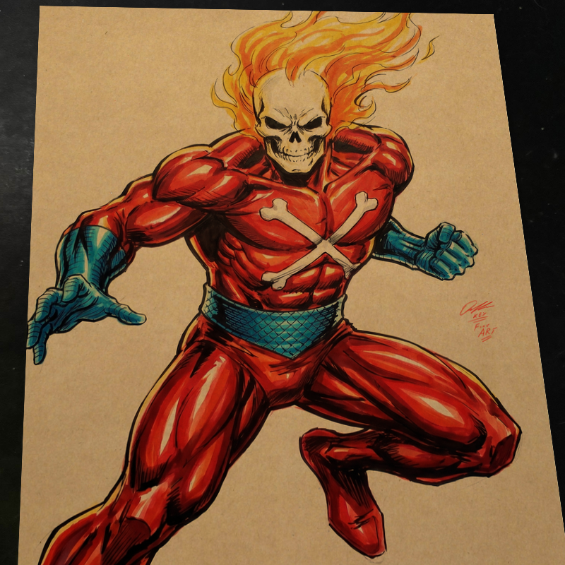 Blazing Skull Marvel Art Print Signed 8.5x11 | Art by Keyeske
