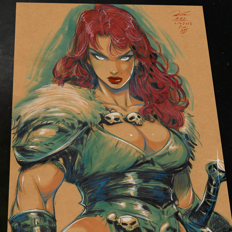Red Sonja Art Print Signed 8.5x11 | Art by Keyeske
