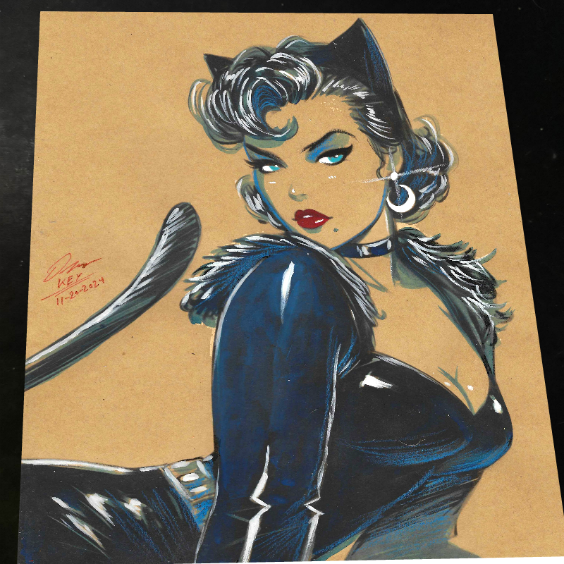 Catwoman Art Print Signed 8.5x11 | Art by Keyeske