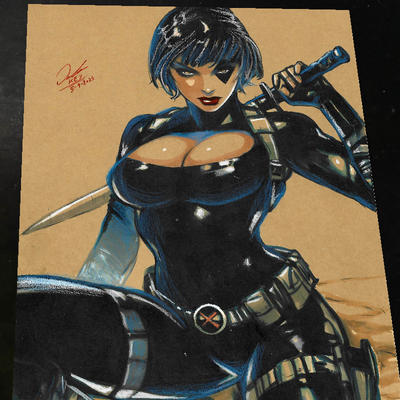 Domino X-Men Art Print Signed 8.5x11 | Art by Keyeske