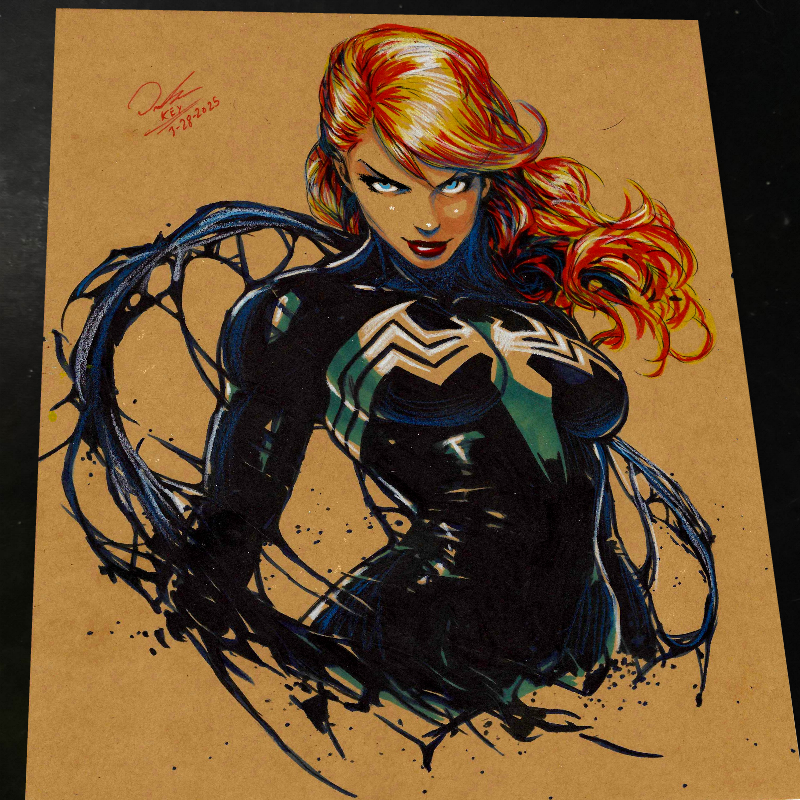 Gwen Stacy x Venom Art Print Signed 8.5x11 | Art by Keyeske