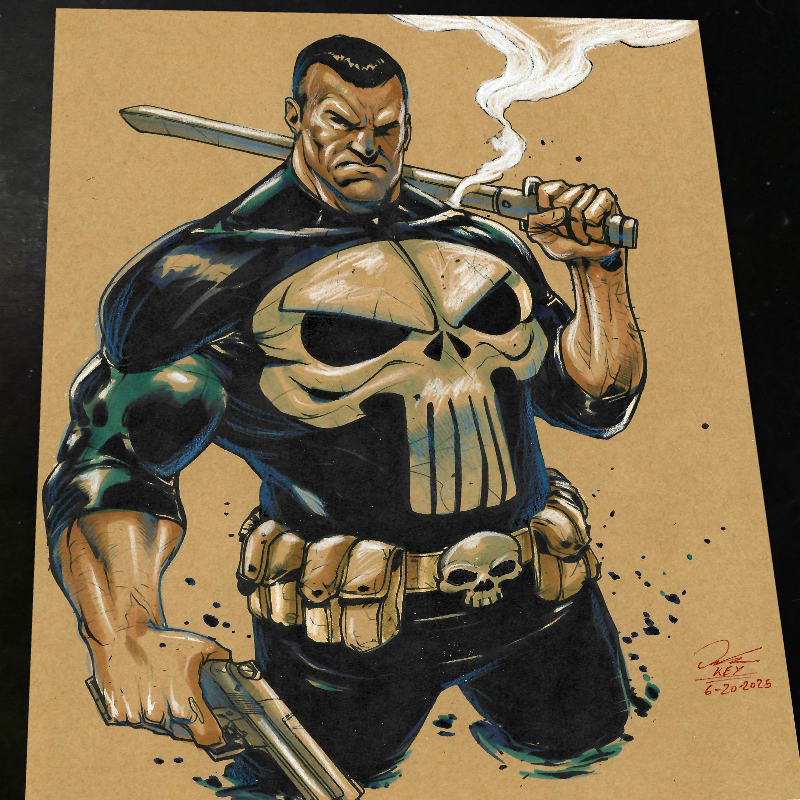 Punisher Art Print Signed 8.5x11 | Art by Keyeske
