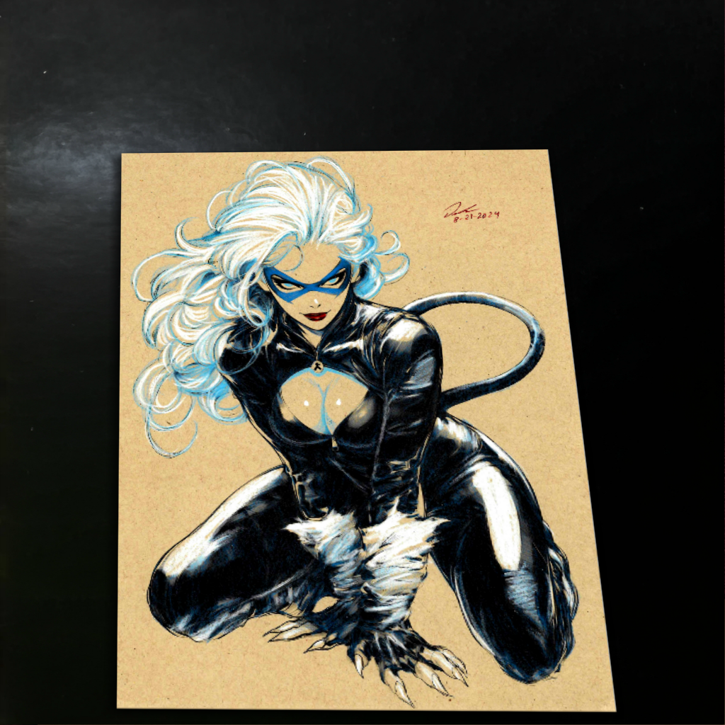 Black Cat Art Print Signed 8.5x11 | Art by Keyeske