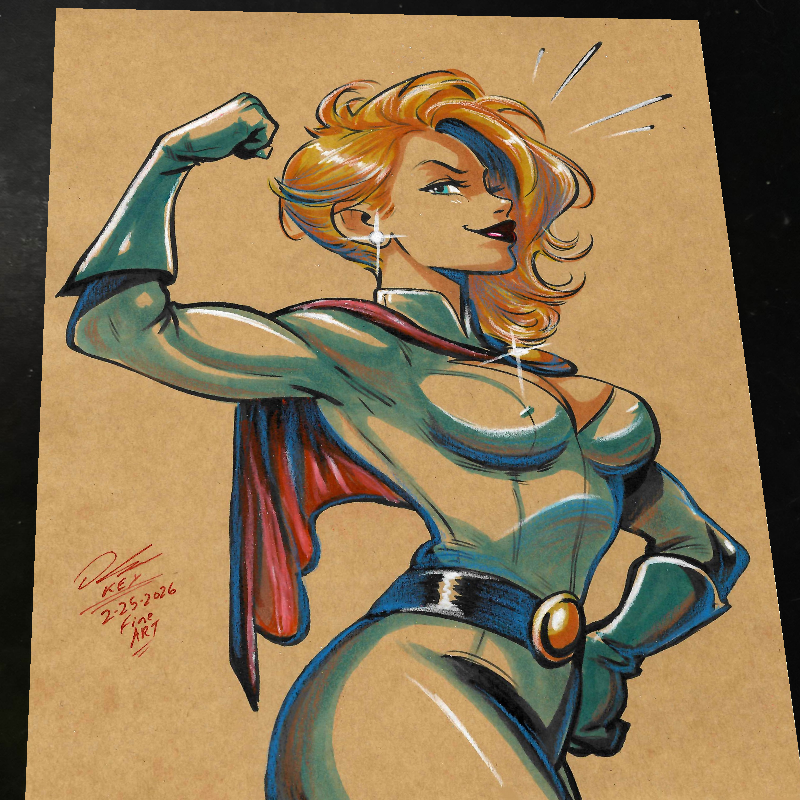 Power Girl Art Print Signed 8.5x11 | Art by Keyeske