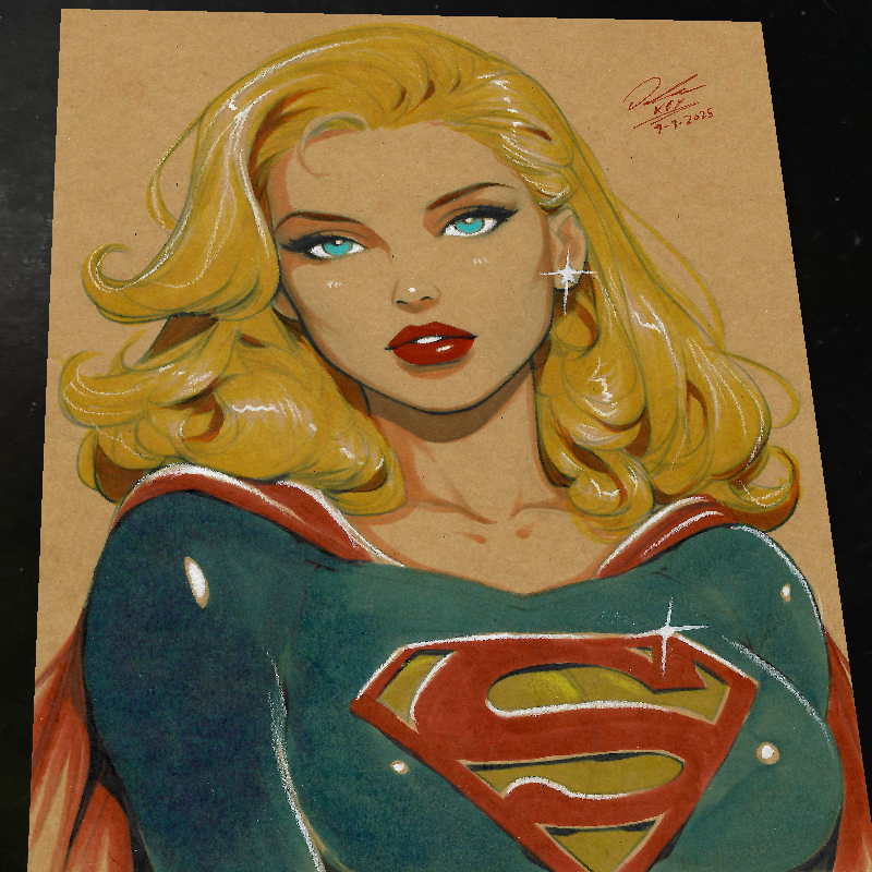 Supergirl DC Art Print Signed 8.5x11 | Art by Keyeske