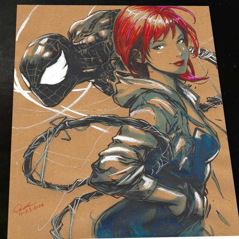 Mary Jane x Venom Art Print Signed 8.5x11 | Art by Keyeske