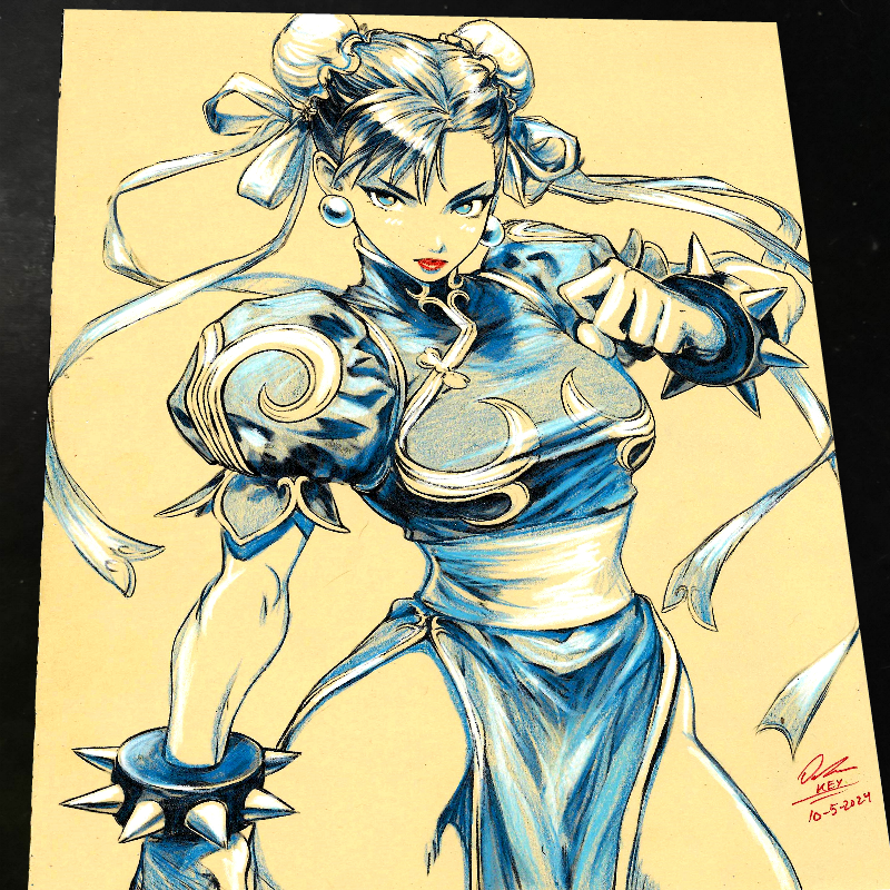 Chun Li Street Fighter Art Print Signed 8.5x11 | Art by Keyeske