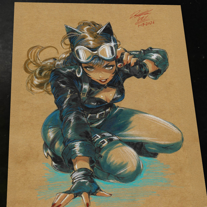 Catwoman Art Print Signed 8.5x11 | Art by Keyeske