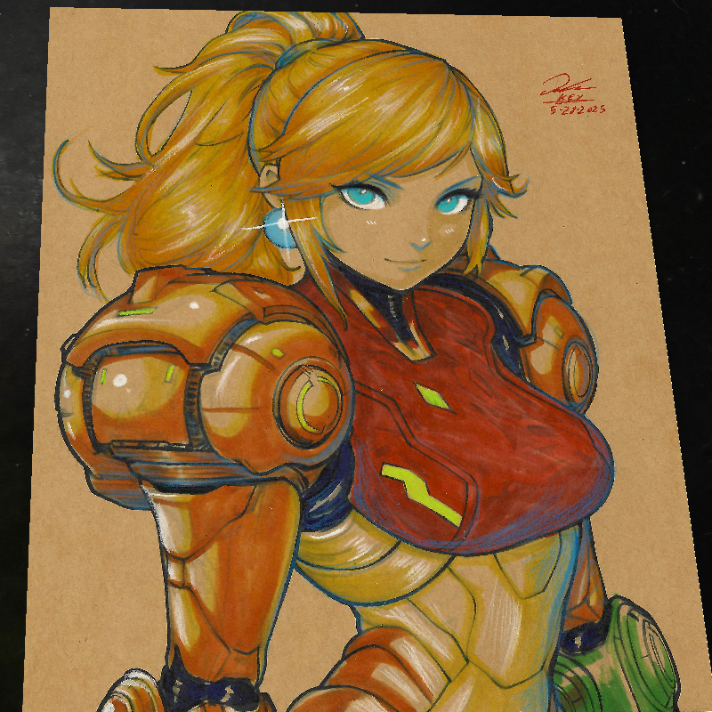 Zero Suit Samus Aran Super Metroid Art Print Signed 8.5x11 | Art by Keyeske