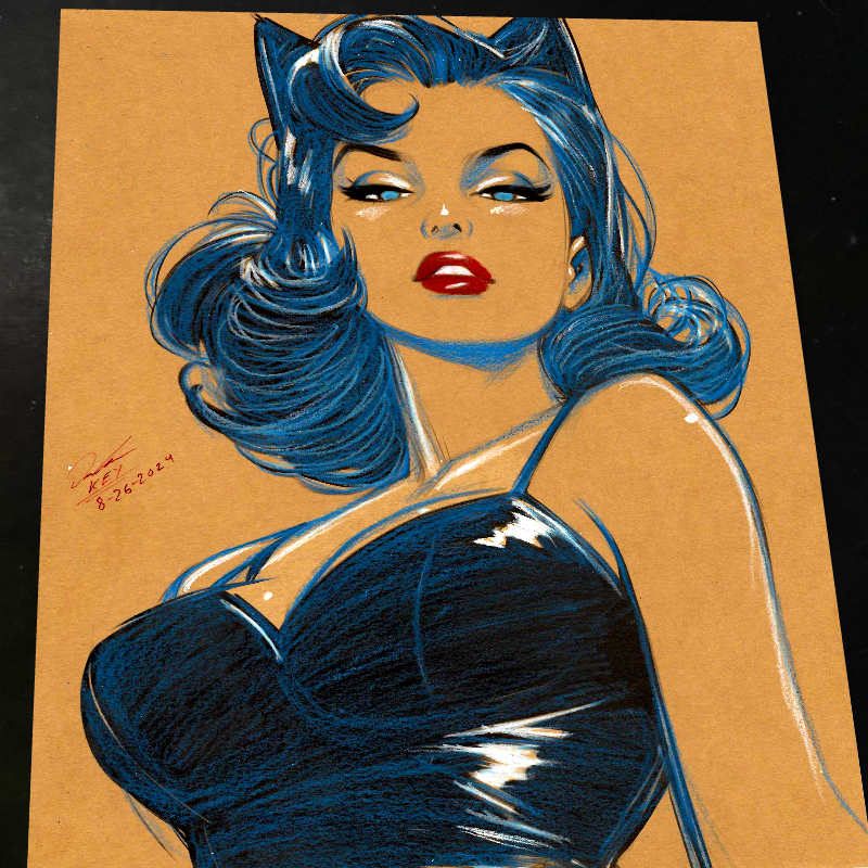 Catwoman Art Print Signed 8.5x11 | Art by Keyeske