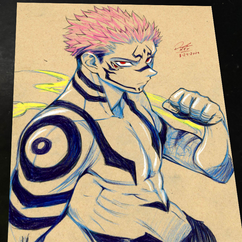 Sukuna Jujutsu Kaisen Art Print Signed 8.5x11 | Art by Keyeske
