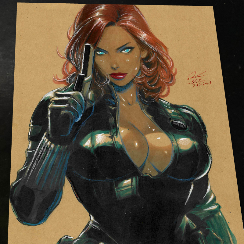 Black Widow Marvel Art Print Signed 8.5x11 | Art by Keyeske