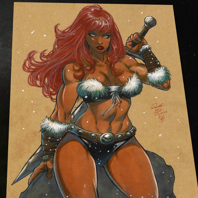 Red Sonja Art Print Signed 8.5x11 | Art by Keyeske