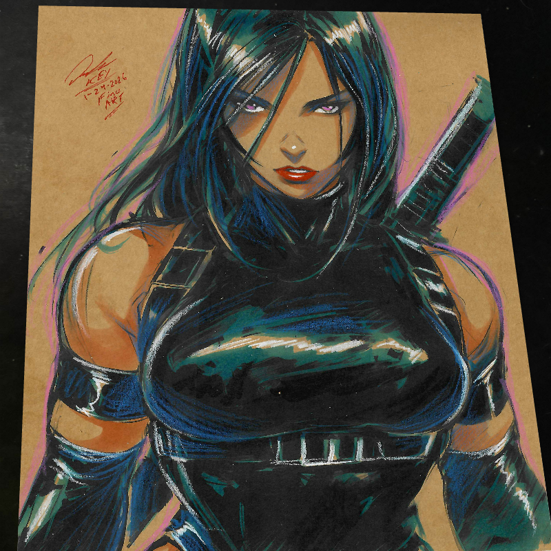 Psylocke Art Print Signed 8.5x11 | Art by Keyeske