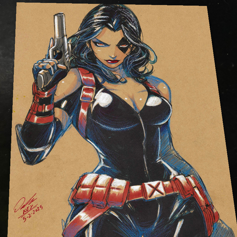 Domino X-Men Art Print Signed 8.5x11 | Art by Keyeske