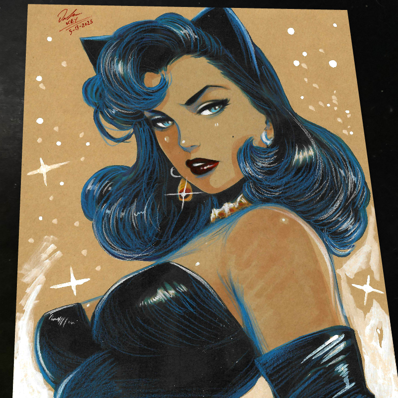 Catwoman Art Print Signed 8.5x11 | Art by Keyeske