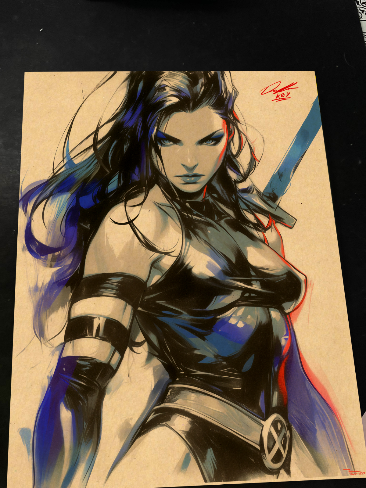 Psylocke Art Print Signed 8.5x11 | Art by Keyeske
