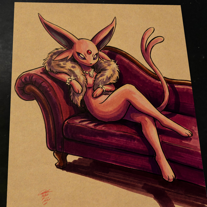 Espeon Pokémon Art Print Signed 8.5x11 | Art by Keyeske
