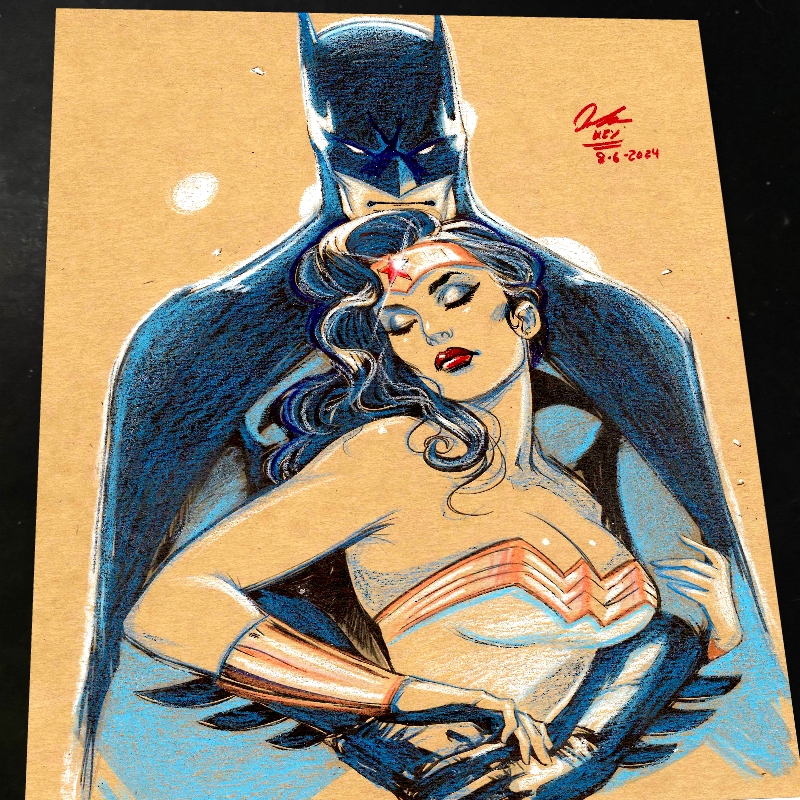 Batman & Wonder Woman DC Comics Couple Art Print Signed 8.5x11 | Keyeske