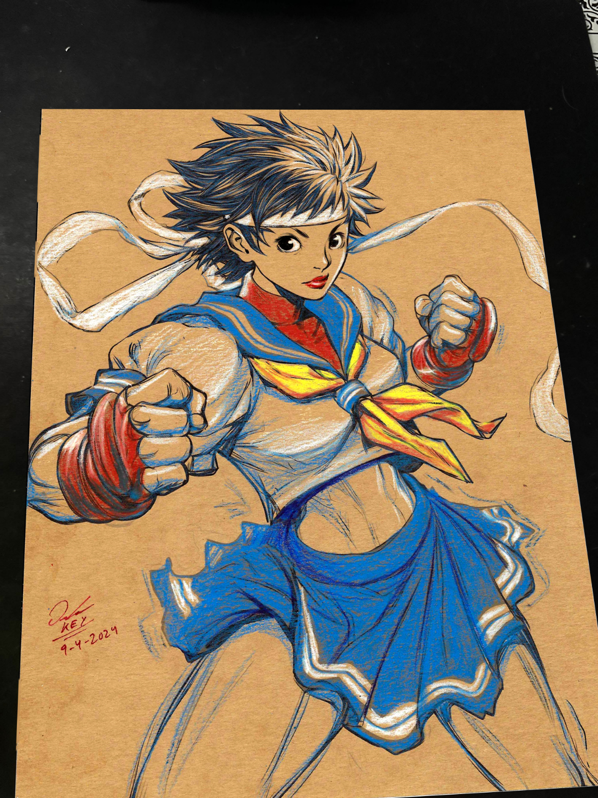Sakura Kasugano Street Fighter Art Print Signed 8.5x11 by Keyeske