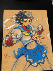 Sakura Kasugano Street Fighter Art Print Signed 8.5x11 by Keyeske - Marvel art print by Keyeske
