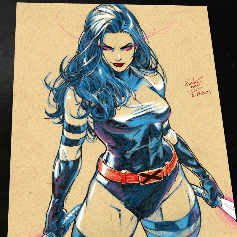 Psylocke Art Print Signed 8.5x11 | Art by Keyeske