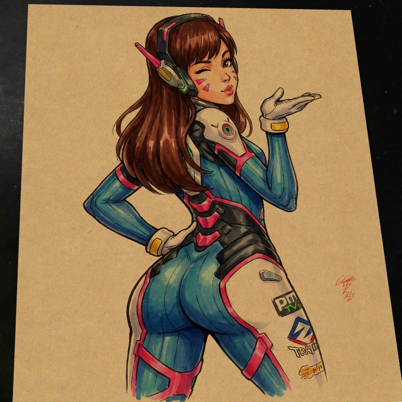 D.Va Overwatch Art Print Signed 8.5x11 | Art by Keyeske