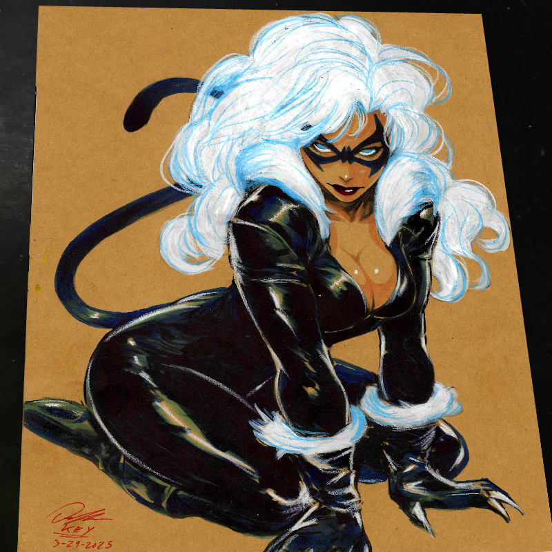 Black Cat Art Print Signed 8.5x11 | Art by Keyeske
