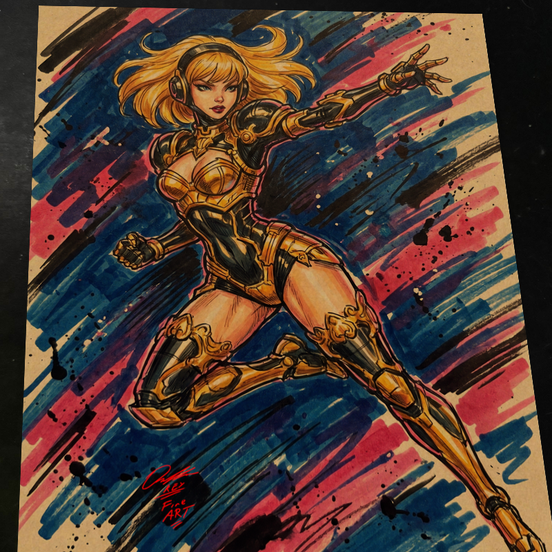 Space Girl Original Art Print Signed 8.5x11 | Art by Keyeske