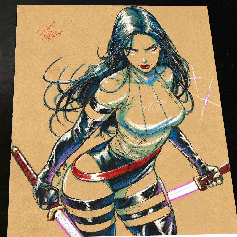 Psylocke Art Print Signed 8.5x11 | Art by Keyeske