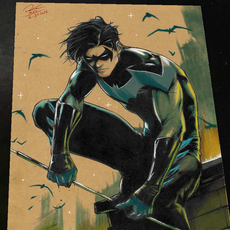 Nightwing Art Print Signed 8.5x11 | Art by Keyeske