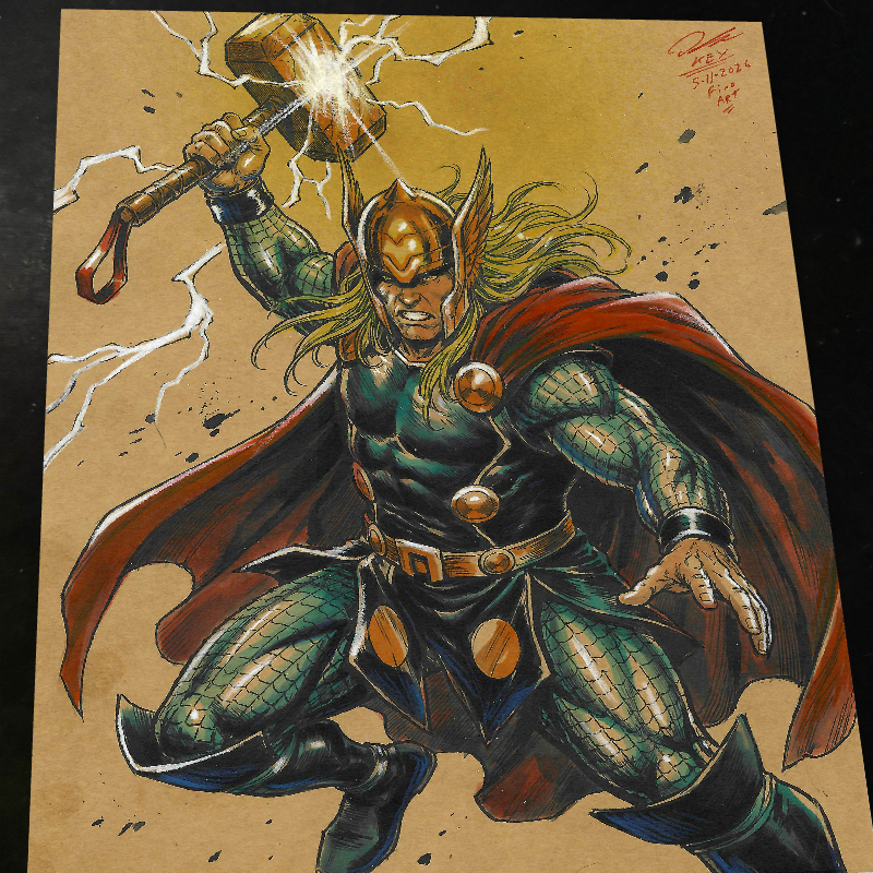Thor Art Print Signed 8.5x11 | Art by Keyeske
