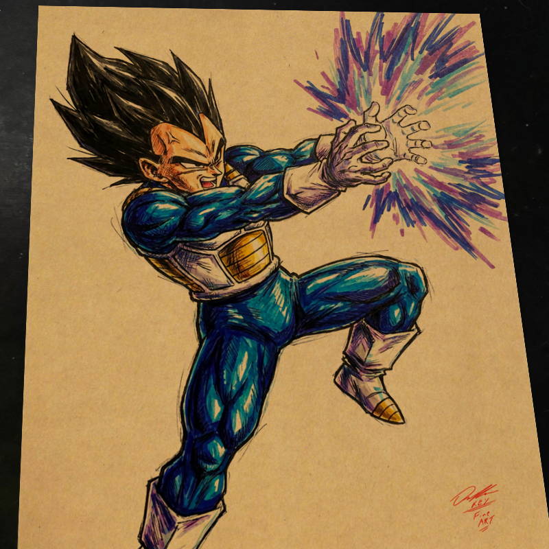 Vegeta Dragon Ball Z Art Print Signed 8.5x11 | Art by Keyeske