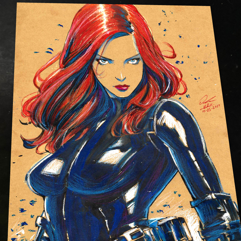 Black Widow Art Print Signed 8.5x11 | Art by Keyeske