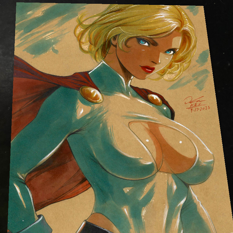 Power Girl Art Print Signed 8.5x11 | Art by Keyeske
