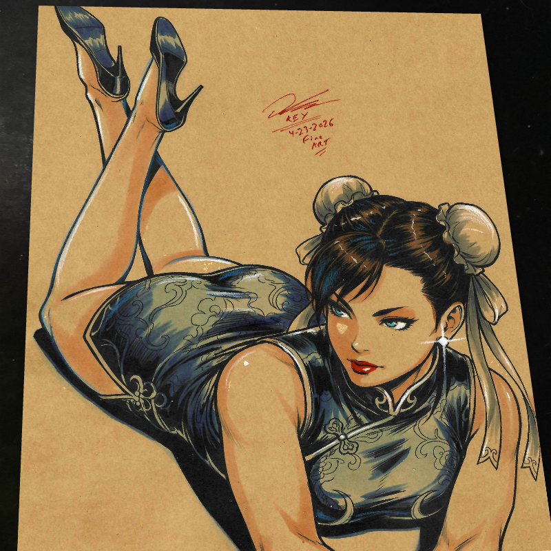 Chun Li Street Fighter Art Print Signed 8.5x11 | Art by Keyeske
