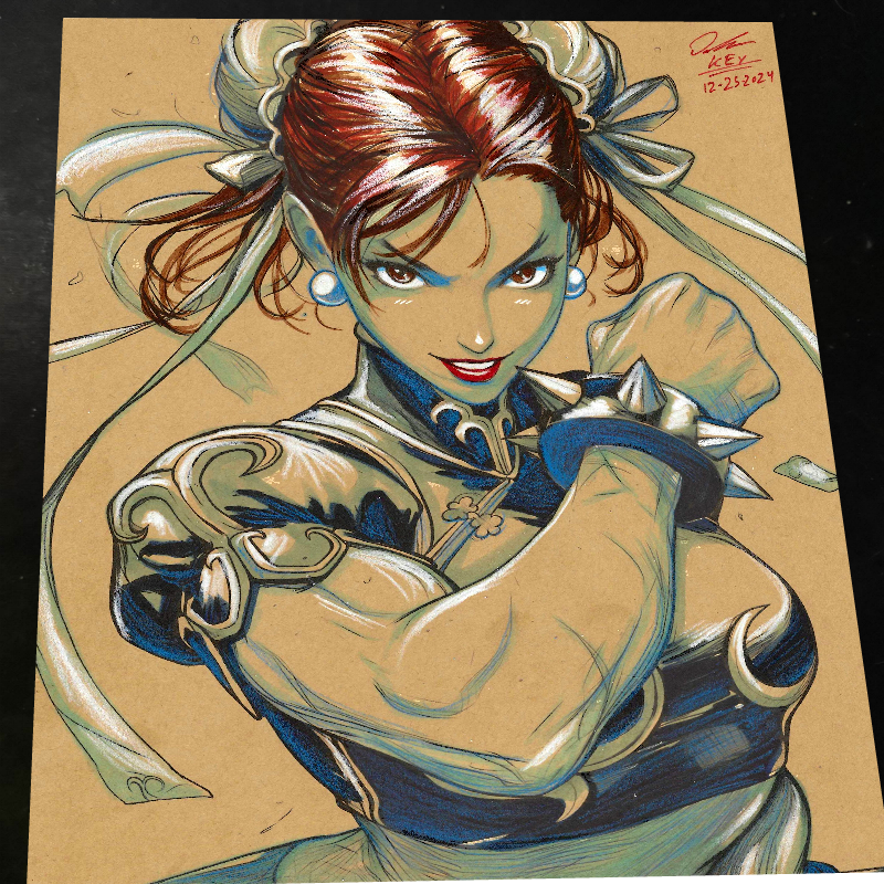 Chun Li Street Fighter Art Print Signed 8.5x11 | Art by Keyeske